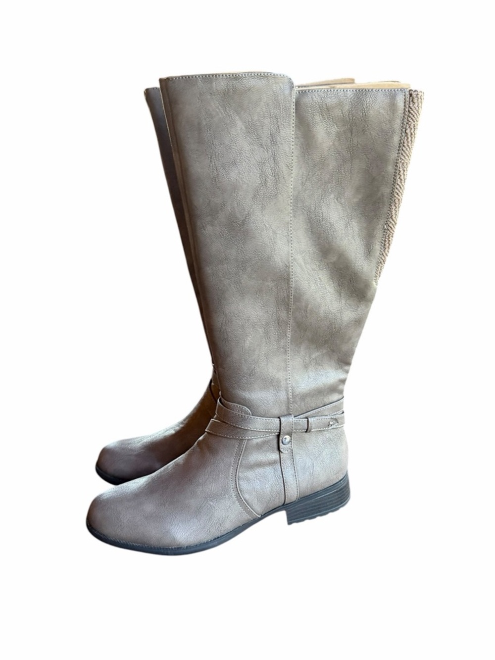 NWT LifeStride Xtrovert Heather Gray Wide Calf Faux Leather Riding Boots